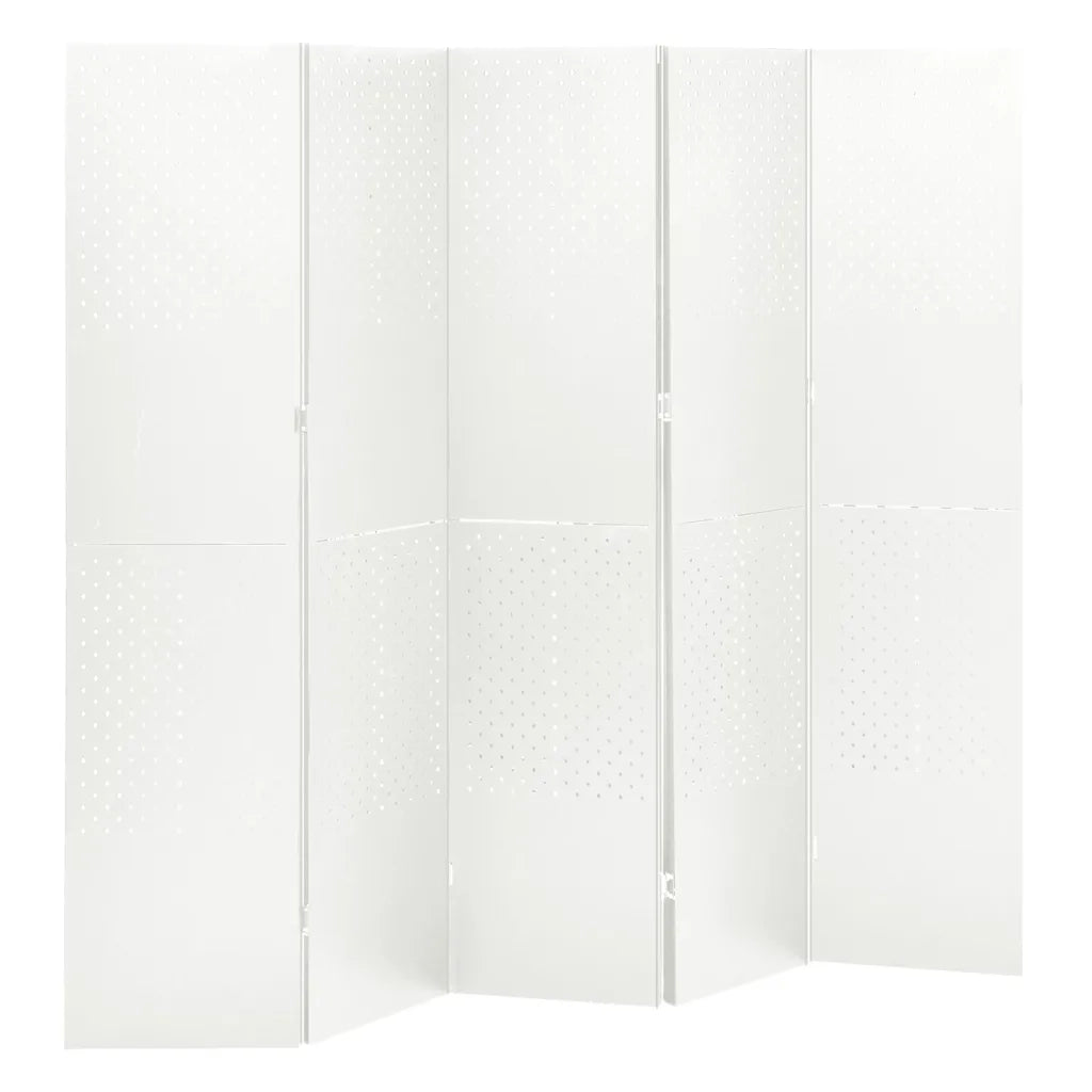 Paravento a 5 Pannelli Bianco 200x180 cm in Acciaio cod mxl 65177