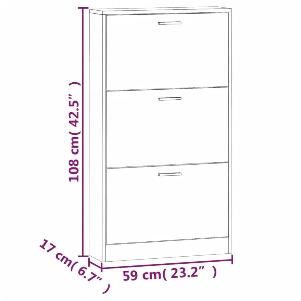 Scarpiera mobiletto portascarpe mobile per ingresso/corridoio/soggiorno legno Sonoma 59 x 17 x 108 cm grigio 02_0022070