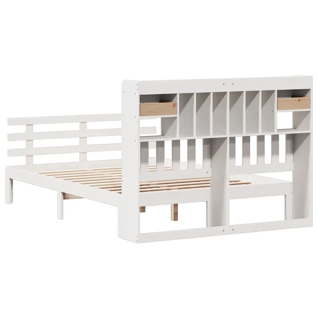 Letto Libreria senza Materasso Bianco 140x200 cm Legno di Pino 3322797
