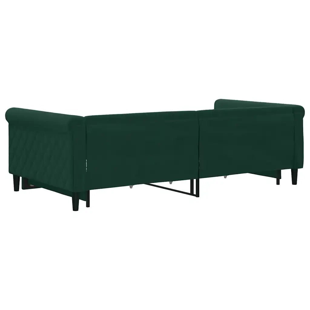 Divano Letto Estraibile Cassetti Verde Scuro 100x200cm Velluto