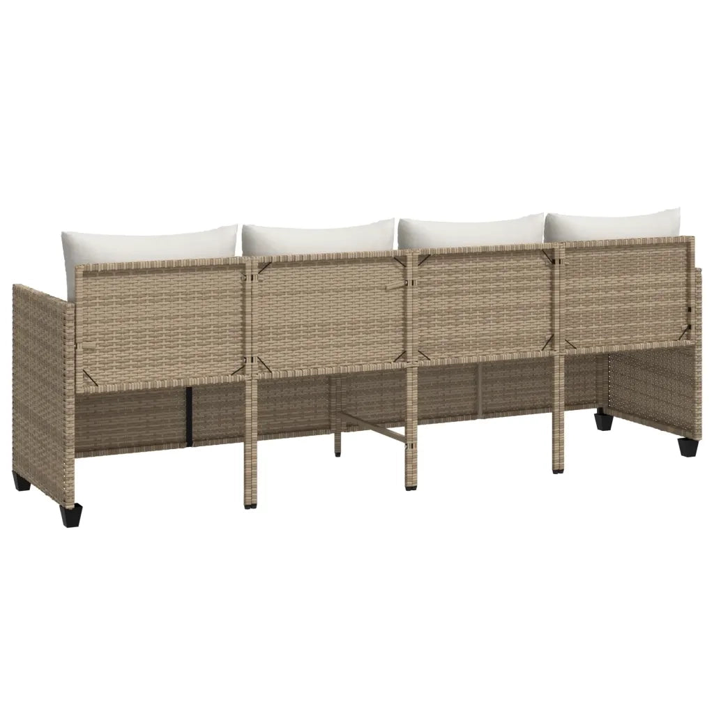 Lettino Prendisole con Cuscini BeigeÂ in Polyrattan