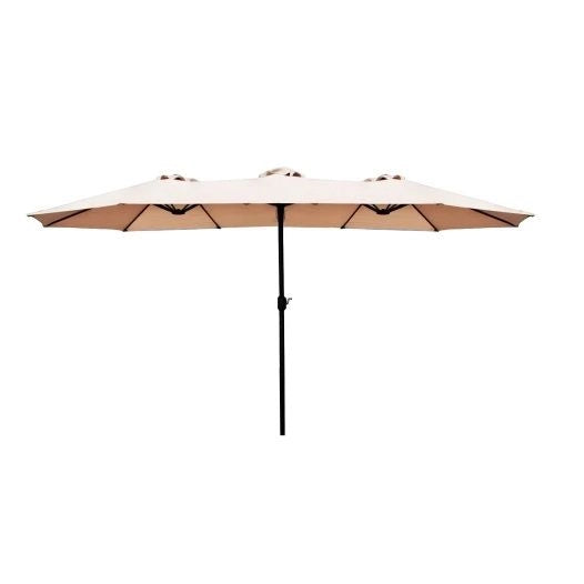 OMBRELLONE DOPPIO 460X270 CM ECRU' ACCIAIO APERTURA MANOVELLA BASE ESCLUSA