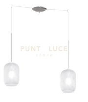 SOSPENSIONE CROMO 2 LUCI SPOSTABILE VETRI BIANCO FOG 1181CR-S2 S-BF