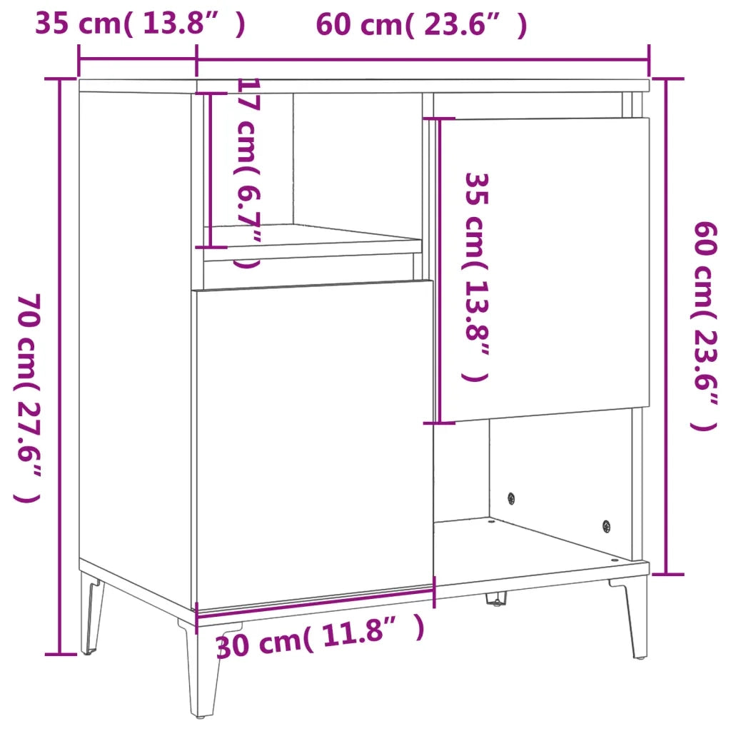 Credenza Grigio Sonoma 60x35x70 cm in Legno Multistrato 821154