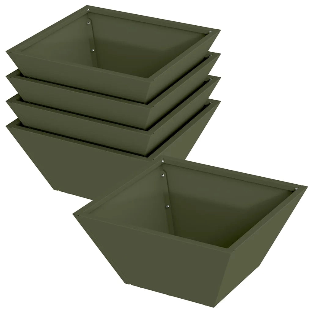 Fioriere | Cassetta per fiori | Vaso da giardino 5 pz Verde oliva 35 x 35 x 15 cm