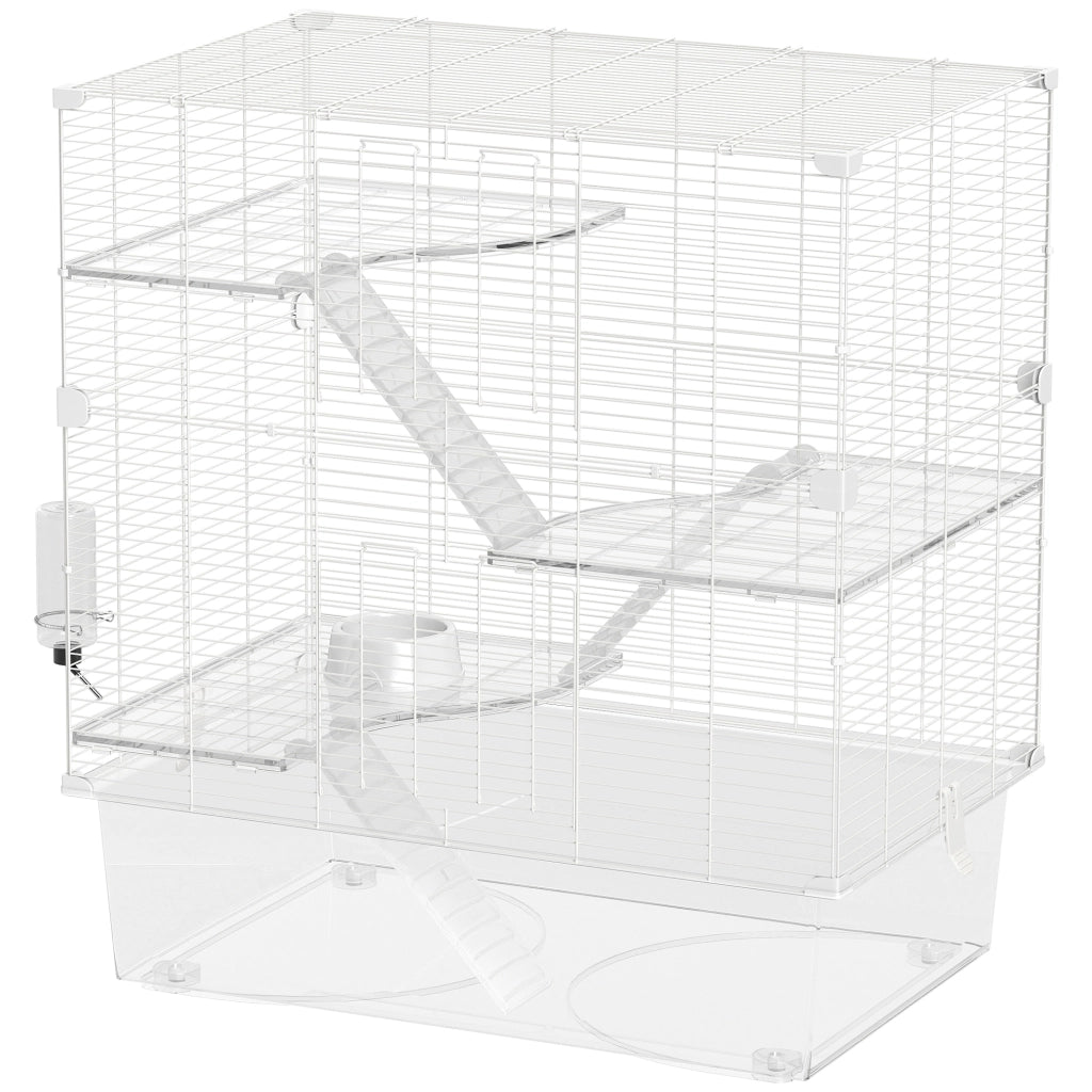 Gabbia per Roditori Multilivello ¨C zephmum ¨C Bianco Acciaio 73x47x80 cm