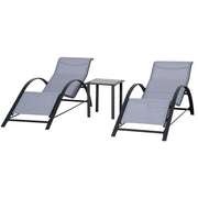 Set 2 Poltrone Relax con Tavolino ¨C zephmum ¨C Grigio, PolyRattan, 59x169x66 cm