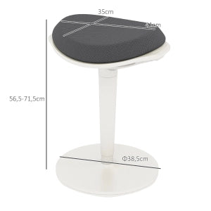 Sgabello da ufficio ergonomico regolabile in altezza, seduta mobile con schienale assente, mesh grigio, per lavoro dinamico