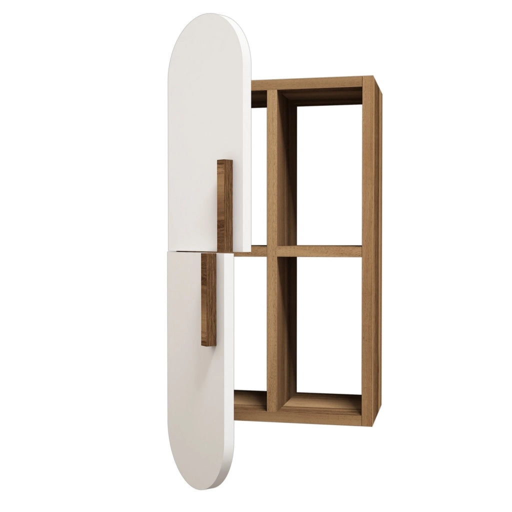 Mensola da parete in legno "Rose" - 35 x 22 x 60 cm - NoceBianco