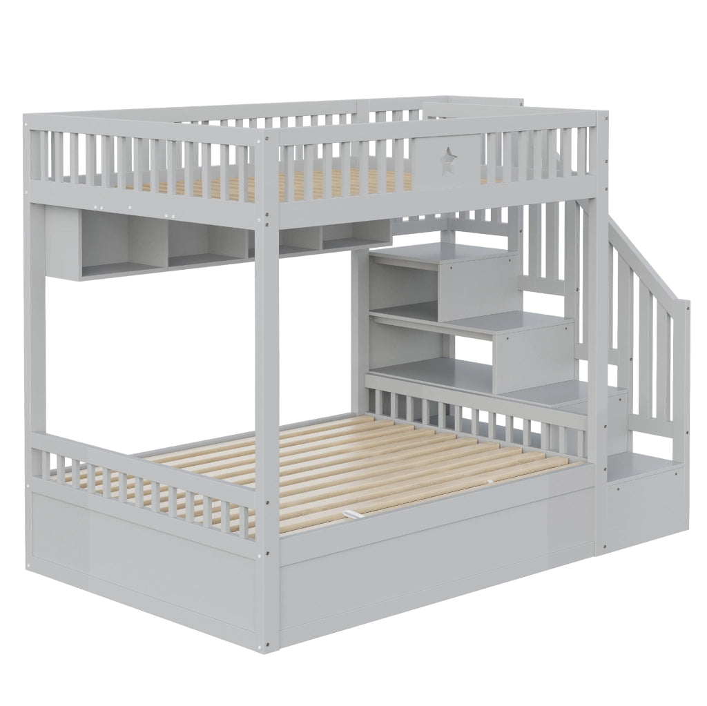 Letto a castello 140x200 cm grigio con vano idraulico