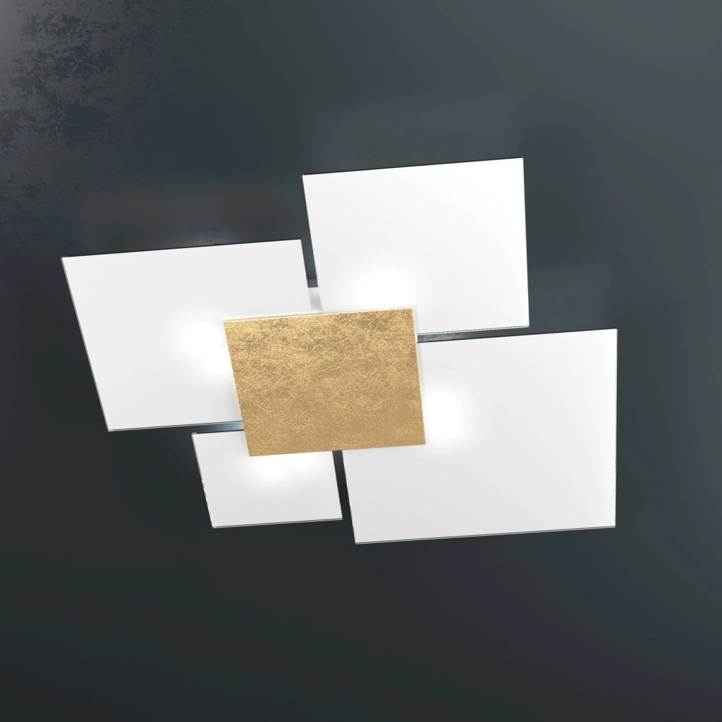UPGRADE-90 APPLIQUE-PLAFONIERA 4 LUCI FOGLIA ORO 1148-90-FO