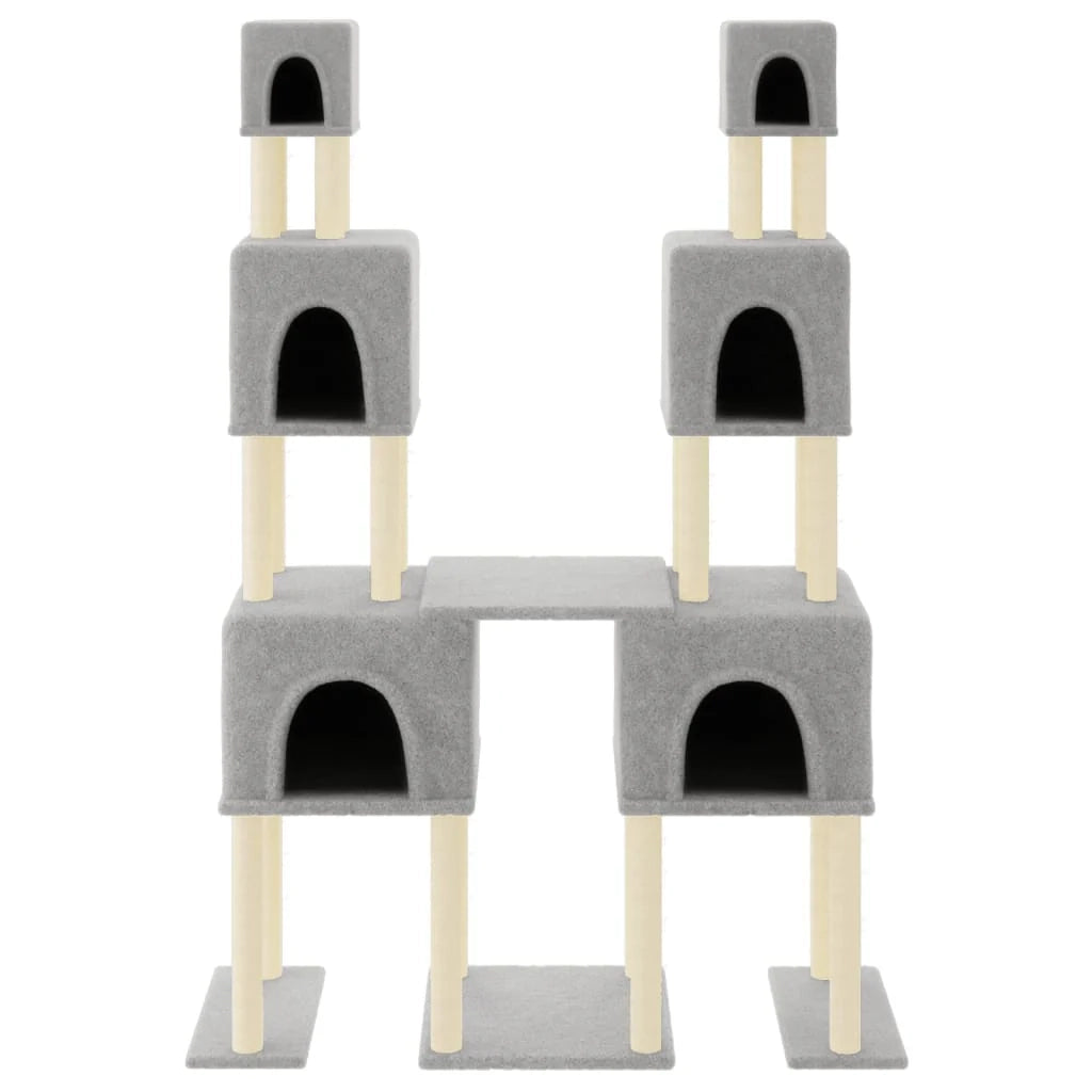 Tiragraffi per gatti torre per arrampicata giocattolo piattaforma per arrampicata con tiragraffi in sisal leggero 199 cm grigio 02_0022601