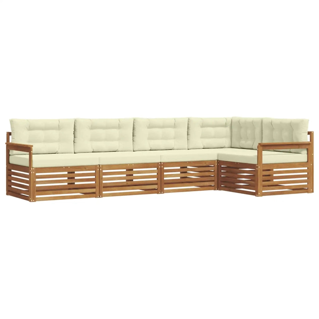Set di divani da esterno con cuscino 5 pcs Naturale e Crema