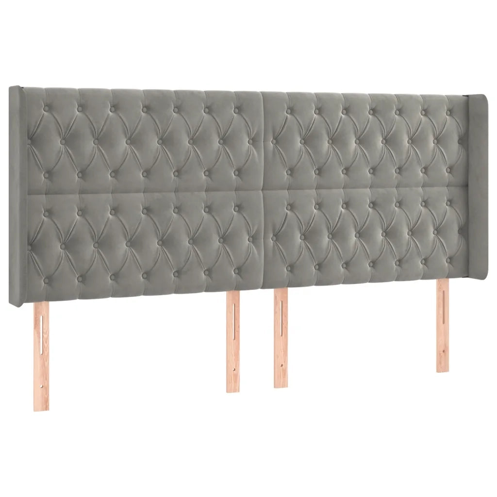 Testiera | Testata a LED Grigio Chiaro 183x16x118/128 cm in Velluto