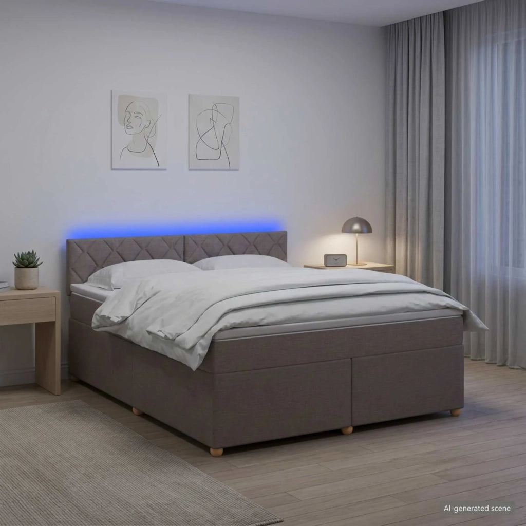 Letto box spring con materasso Tortora 180 x 200 cm Tessuto 3452489