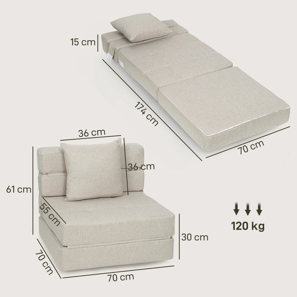 Poltrona letto convertibile ¨C Zephmum ¨C Tessuto beige