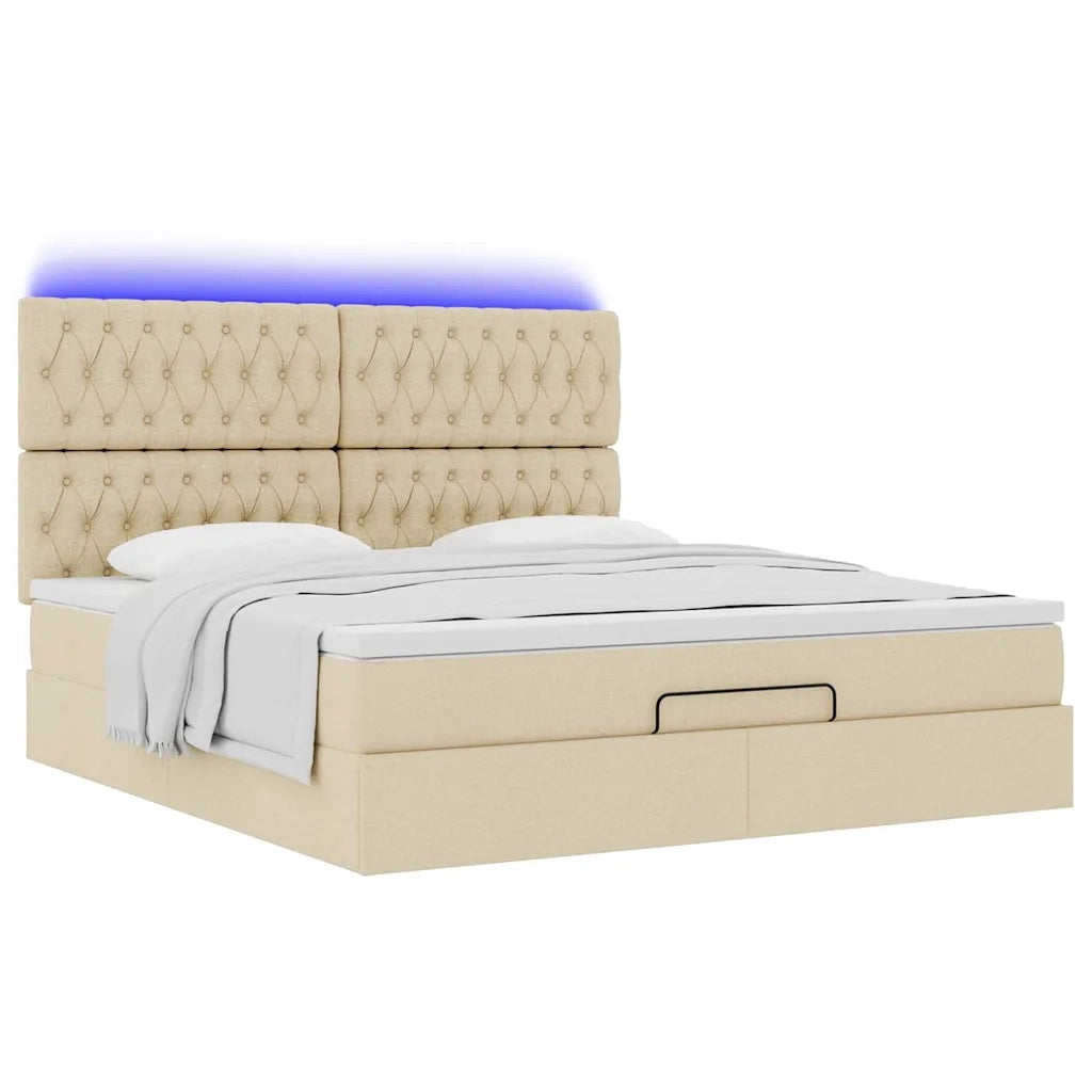 Struttura Letto Pouf con Materasso Crema 180x200 cm in Tessuto 3314112