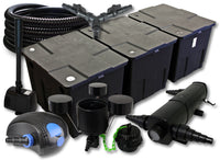 Set Filtro laghetto 90000l Chiarificatore 18W Pompa ECO 100W Tubo 25m Skimmer Pompa fontana