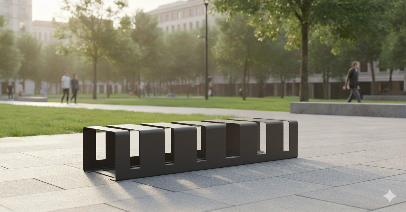 Rastrelliera Portabici 5 Posti 106x38x24 cm in Metallo Verniciato Nero Antracite