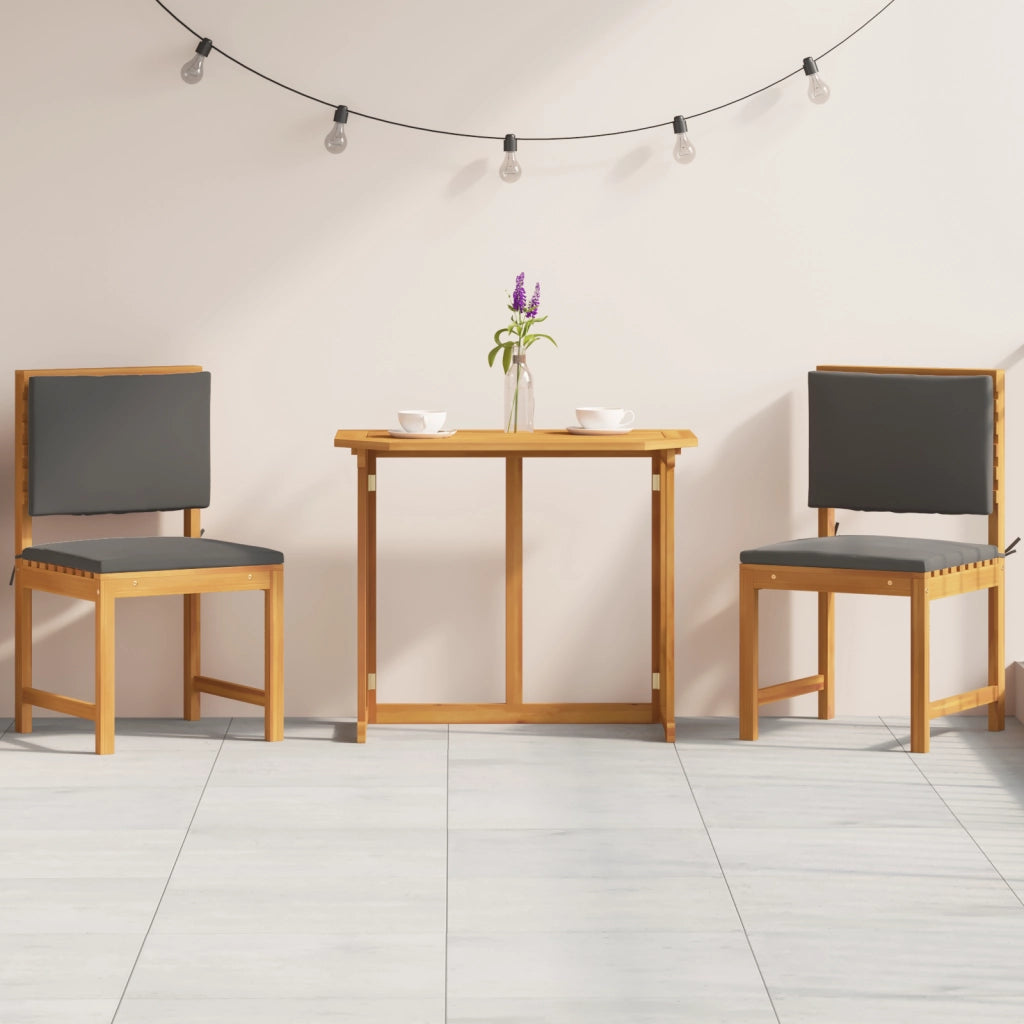 Set da pranzo da giardino 3 pezzi in legno massello di acacia
