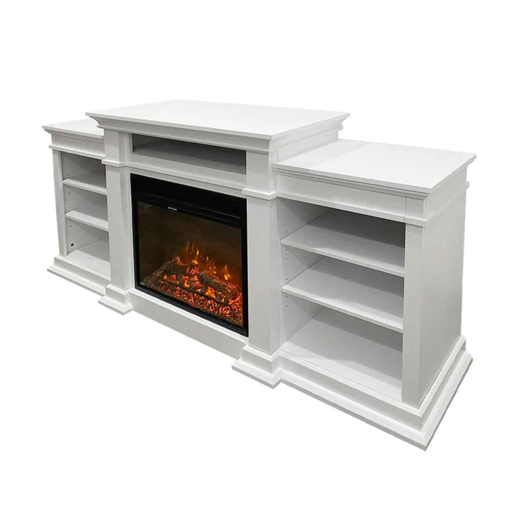 Biden - Camino elettrico da terra 179x48xH85 cm, effetto fiamma, colore bianco