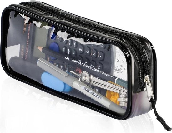 Etui trasparente 22 cm x 4 cm x 9 cm - con chiusura robusta - PVC premium - impermeabile - per carta da lettera e articoli igienici. contenitore per penne