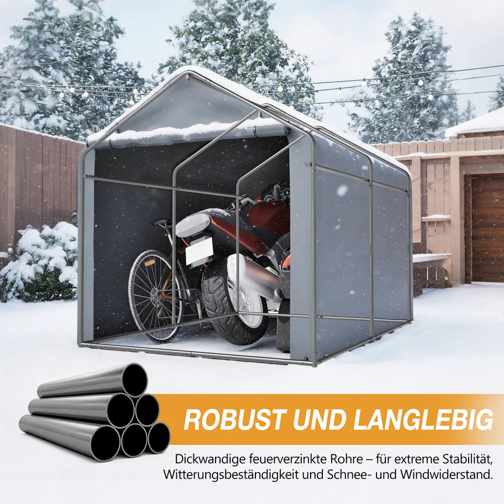 GARAGE PER BICI 160x220x165 cm Grigio in Acciaio e PE