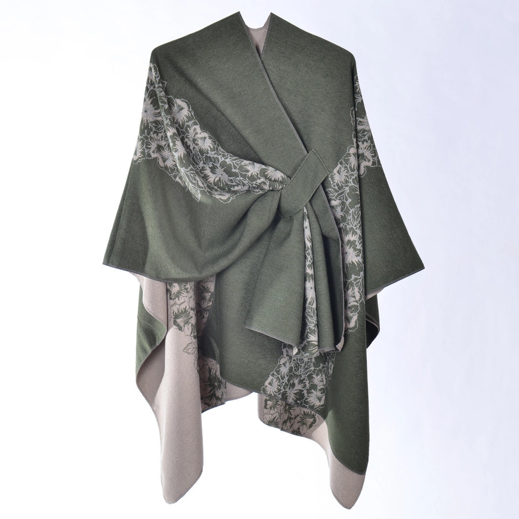 Mantella da donna in cashmere double-face con spacco