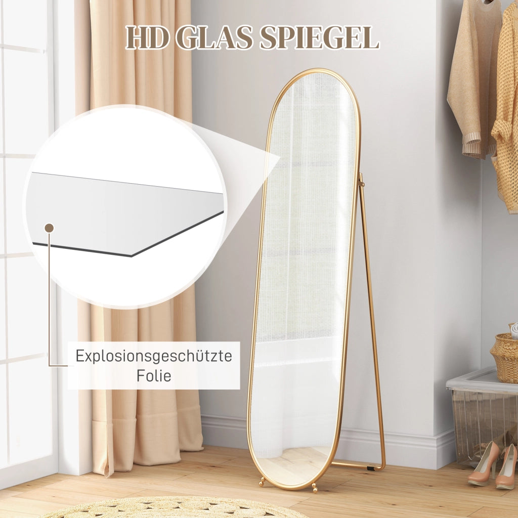 Specchio ovale freestanding con cornice metallica ¨C zephmum ¨C 40x160cm oro