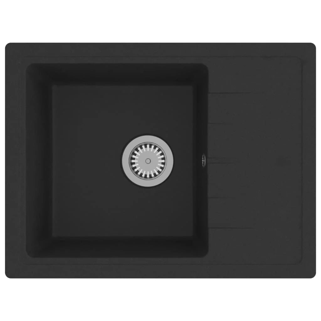 Lavello da cucina con foro troppopieno 58 x 44 cm granito nero 02_0004360