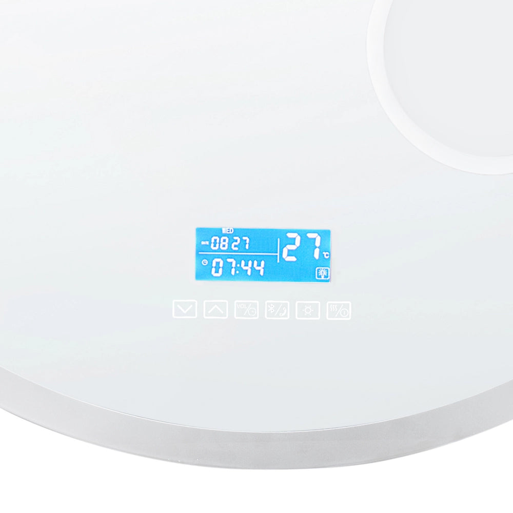 Specchio da bagno a LED argento rotondo con altoparlante bluetooth 80 x 80 cm stile elegante