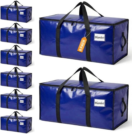Set di trasporto Heavy Duty - 8 pezzi di grandi borse di trasporto - contenitore impermeabile - borse di stoccaggio per abbigliamento - fondo rinforzato - duraturo e riciclabile - borse di stoccaggio