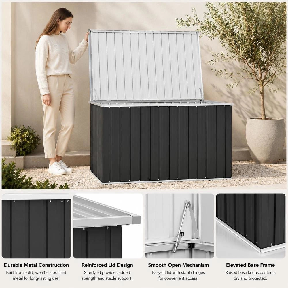 Large Galvanized Steel Storage Box, Stackable Design For Garage Workshop Garden, Tool And Equipment Organizer, 149x99x93 Cm