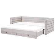 Letto estraibile in velluto grigio 90/180 x 200 cm con cassetti imbottito trapuntato letto da giorno glamour