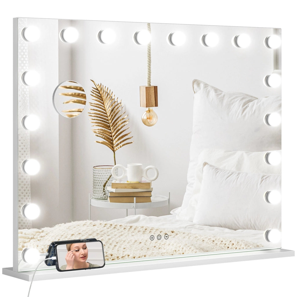 Specchio da trucco con LED regolabile e lente d'ingrandimento ¨C zephmum ¨C 80x62 cm