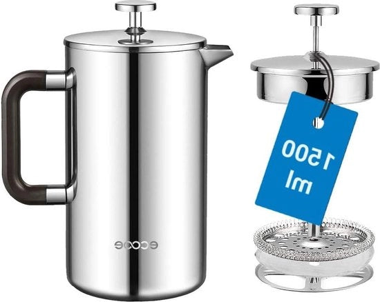 Caffettiera a doppia parete in acciaio inossidabile 15 litri - Con 3 filtri - Alta qualità Filtro per caffè