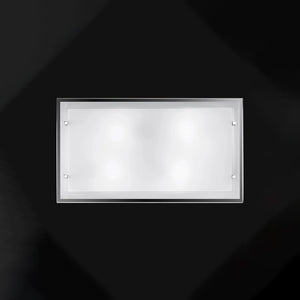 Plafoniera Rettangolare Contemporanea Frame Vetro Bianco 4 Luci E27