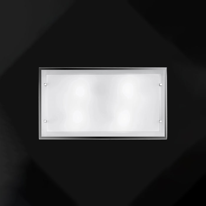 Plafoniera Rettangolare Contemporanea Frame Vetro Bianco 4 Luci E27