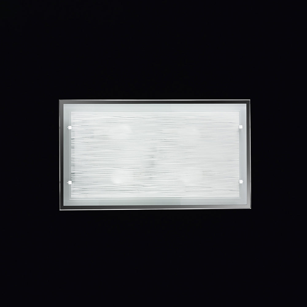 Plafoniera Rettangolare Contemporanea Frame Vetro Bianco Satinato 4 Luci E27