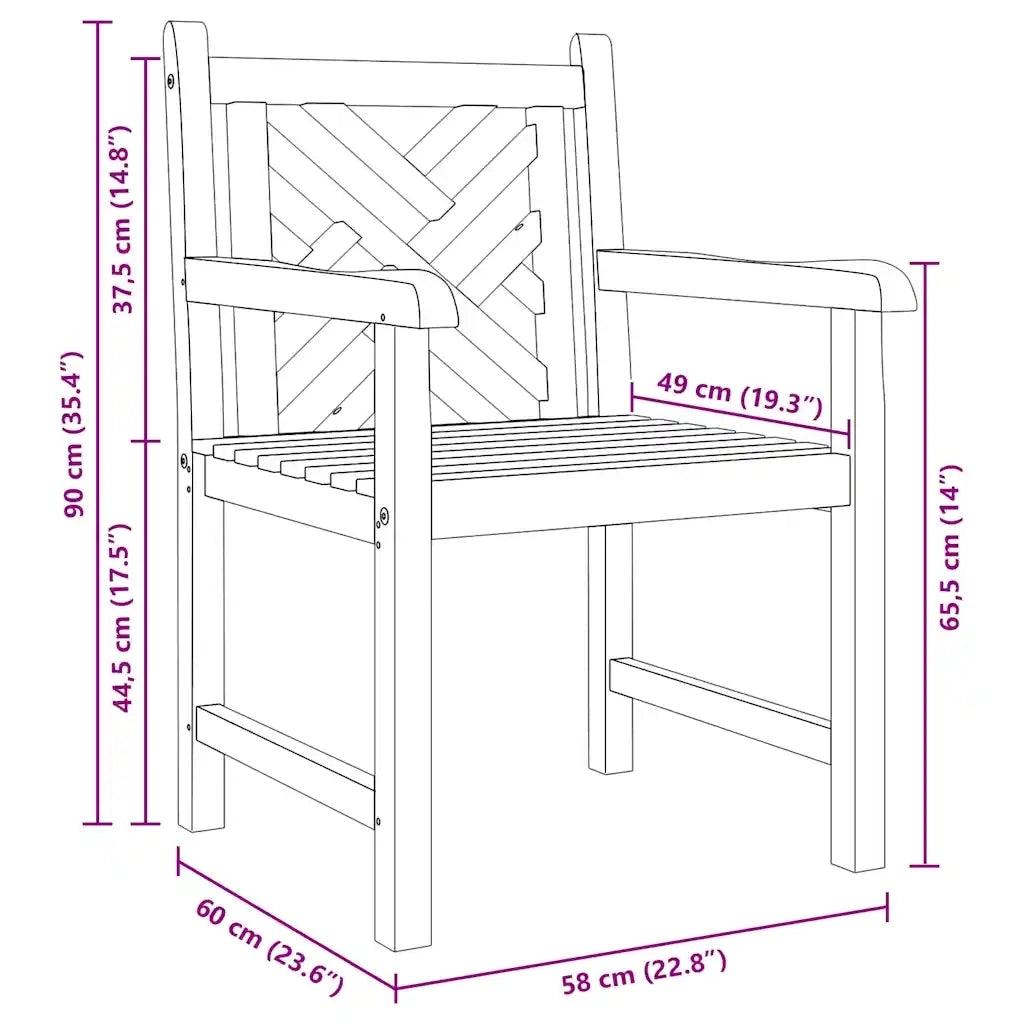 vidaXL Sedie da giardino 2 pcs Marrone 58 x 60 x 90 cm