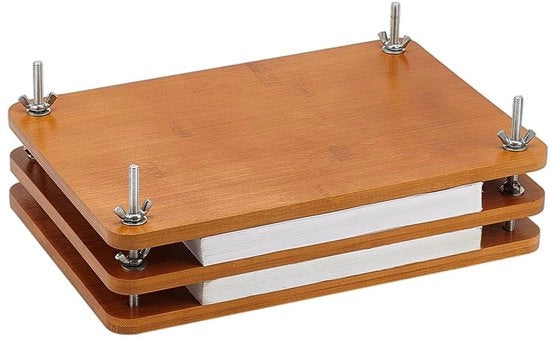 Macchina per legare libri portatile - 28,5 x 19,6 cm - Beukenhout - Viti metalliche - Ideale per legatura - Legapagine