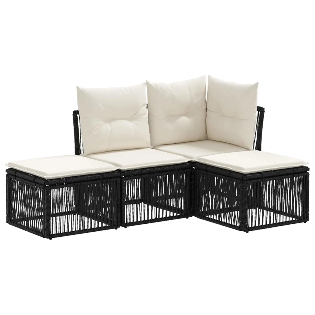Set Divano da Giardino 4 pcs Nero polyrattan 3434179