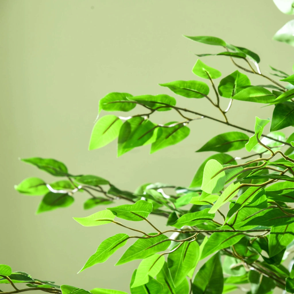 Ficus artificiale realistico con vaso in cemento, altezza 180 cm, verde