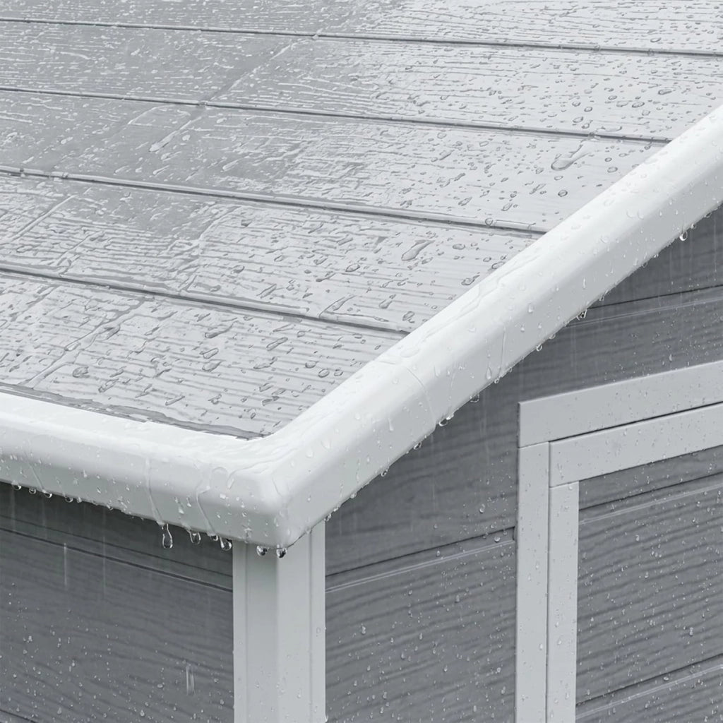 Casetta da Giardino in Resina, Capanno Porta Attrezzi Intemperie con Finestra e Ventilazione, Box Stoccaggio con Serratura per Attrezzi da Giardino, 122 x 92 x 187 cm (Grigio)