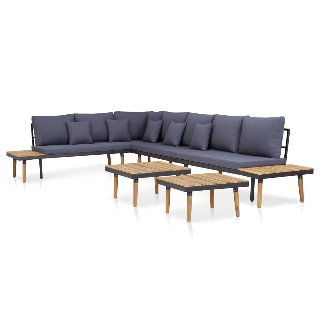 Set di mobili da giardino mobili da esterno set da 7 posti con cuscini legno massello di acacia marrone 02_0017455