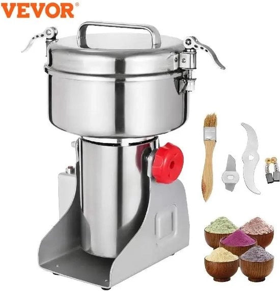 Macchina per macinare cereali - Capacità 350g - Molitore elettrico per erbe e cereali - RVS