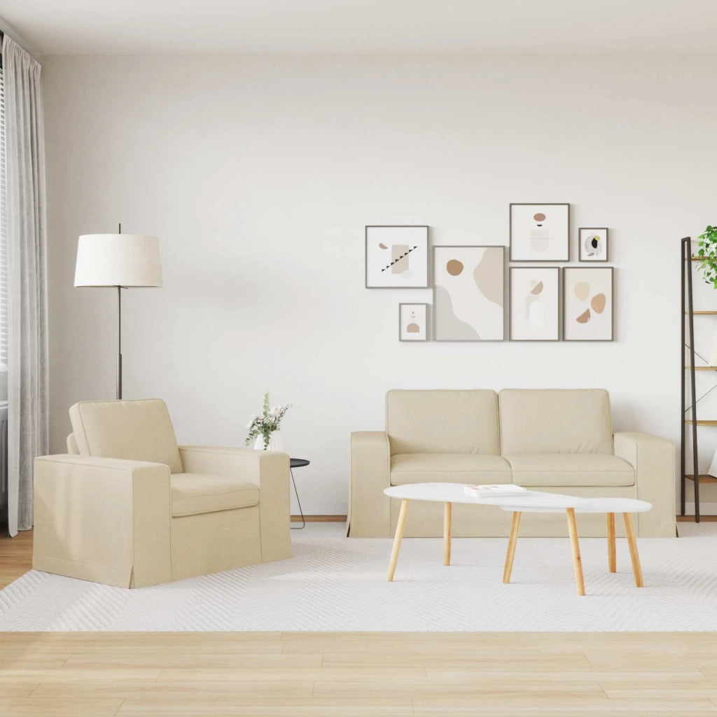 Set di divani 2 pcs Crema 182 x 80 x 82 cm Tessuto
