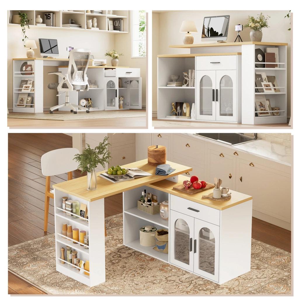 ISOLA CUCINA Girevole 136x50x78 cm MDF Bianco