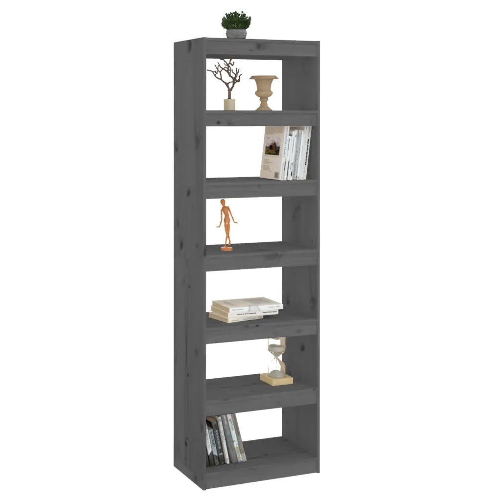 Libreria/Divisorio Grigio 60x30x199,5 cm Legno Massello di Pino 808180