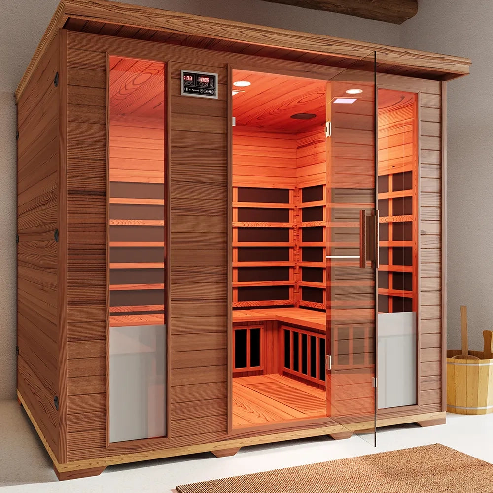 Sauna ad infrarossi 160x210 cm H195 in legno di cedro con radio integrata | Porvoo